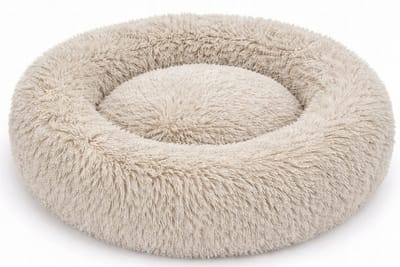Pluche Hondenmand en Kattenmand 55 cm – Donut Mand Zacht Anti-Stress Rond Wasbaar Kussen voor Kleine Honden en Katten, beige