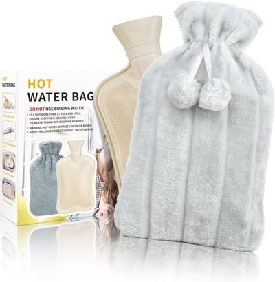 Warmwaterkruik 2L - Zachte Pluche Hoes voor Pijnlijke Menstruatie en Buikpijn - Ideaal voor de Winter
