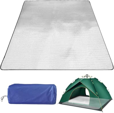 Dailygoods - 200 x 200 cm aluminium isolatiemat, schuimmatten, opvouwbare tentmat, campingmat van aluminiumfolie, dubbelzijdige aluminiumfolie, isolatiemat, aluminium waterdichte vloermat, voor picknick