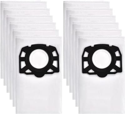 12 Stuks Stofzuigerzakken Compatibel met Kärcher WD-serie - Hoogwaardige Vervangende Stofzakken voor WD 2 Plus, WD 3, WD 3 Battery, KWD 1-3, MV 3, WD 3.200-3.800 M, SE 4001-4002 Stofzuigers