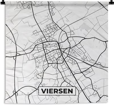 Wandkleed - Wanddoek - Viersen - Kaart - Plattegrond - Stadskaart - 180x180 cm - Wandtapijt