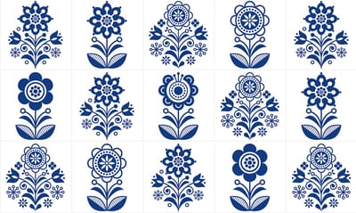 Plaktegels Zelfklevende Tegels - 15x15 cm - Ulticool - Decoratie Sticker Tegels - Delfts Blauw Folklore Bloemen Wit - 15 stuks - Plakfolie Tegelstickers - Muurstickers - Sticktiles Muurstickers Woonkamer Kinderkamer Decoratiefolie - Badkamer – Keuken