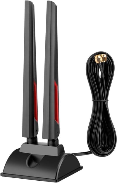 WiFi 6E Antenne - Draadloze Antenne WLAN - Signaal Verbeteren - Tri-Band Frequentie - 200 cm Kabel - Zwart