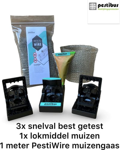 Muizenval pakket - voor binnen en buiten - Pestibus bestrijdingsproducten - ongediertebestrijding met instructiefilm - zonder muizengif - inclusief best geteste muizenklem
