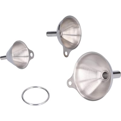 Lot de 3 mini entonnoirs en acier inoxydable pour huile, vinaigre, vin, épices, sauce, fuite d'huile domestique white