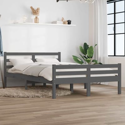 vidaXL - Bedframe - massief - hout - grijs - 140x200 - cm