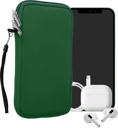 kwmobile telefoontasje universeel geschikt voor XL - 6,7/6,8" smartphones - 17,2 x 8,4 cm - Hoesje met rits en polslusje -In mosgroen -