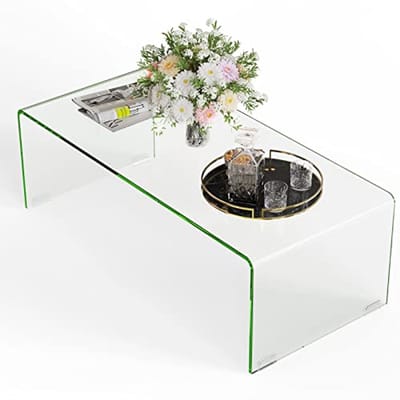 Moderne rechthoekige salontafel van gehard glas - Minimalistisch design voor de woonkamer