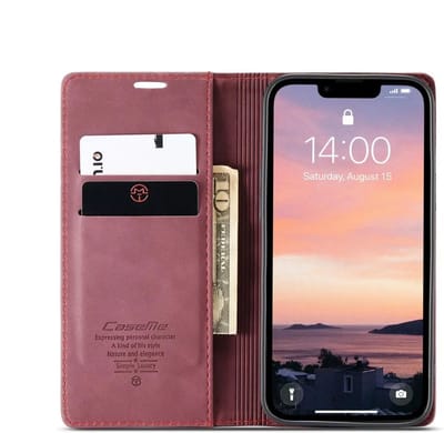 CaseMe 013 Hoesje Geschikt voor Apple iPhone 17e / 16e - Book Case met Standaard - Portemonnee Beschermhoes - Pasjeshouder voor Twee Pasjes - Rood