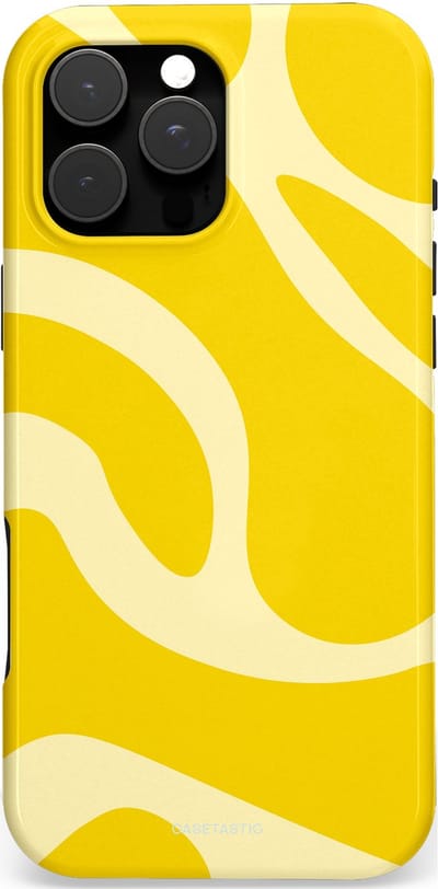Casetastic Hoesje Geschikt voor Apple iPhone 16 Pro Max Magsafe - Stijlvolle Beschermende Duo-layer Case - Citroen Gele Zonnestraal