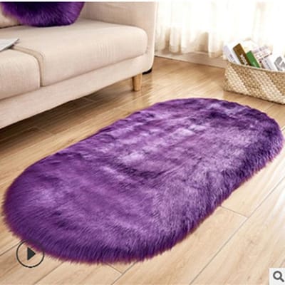 Grote Ovale Witte Faux Fur Vloerkleden Grote Ovale Kunstschapenvacht Langharig Tapijt Vloer Wol Pluizige Zachte Mat Slaapkamer Voor Woonkamer 60*90cm paars