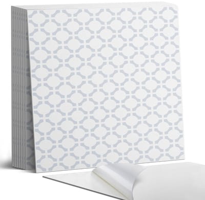 Coloray Plaktegels - Geometrisch patroon met ovalen Portugese Tegels - 30 cm x 30 cm - Wit Plaktegels - 9 stuks - Vierkant PVC Tegels - Plaktegels Keuken - Zelfklevende Vloertegels - Vinyl Tegels - Zelfklevende Tegels