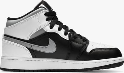 Nike Air Jordan 1 Mid, Black/White-LT Smoke Grey GS 554725 073, EUR 36.5