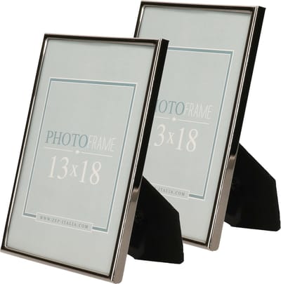 Zep - 2x stuks - Fotolijst - zilver/zwart - metaal - glas - staand - geschikt voor foto - 13 x 18 cm