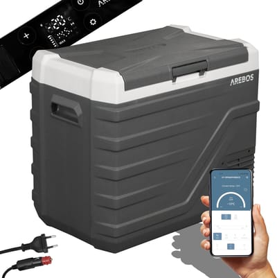 AREBOS Compressor Koelbox - Koelbox Elektrisch 12V 230 Volt - Koelbox Auto - 43L - Temperatuurregeling via APP of LCD-touchscreen