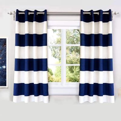 Mia Stripe Room Verduisterende Grommet Ongelijnde Raamgordijnen 2 Panelen Elk 52 Inch bij 54 Inch Navy