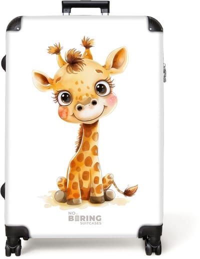 NoBoringSuitcases.com® - Koffer groot - Reiskoffer lichtgewicht - Baby giraffe - Rolkoffer met 4 wielen - Grote trolley XL - 98 liter bagage