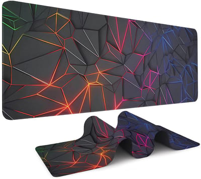Namajunas - Muismat - Bureau onderlegger - Gaming Mousepad - Extended Gaming Muismat -Waterdichte - Antislip muismat - Onderlegger - Grote Muismat - Desktop Mat - 80 x 30 CM - 3D geometrie - Zwart