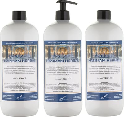 Handzeep Hammam Herbal 1 liter - met gratis pomp - set van 3 stuks
