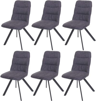 Set van 6 eetkamerstoelen MCW-J69, keukenstoel, draaibare autostoel, fluweel ~ antraciet