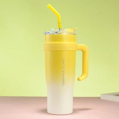 Nouveau Grand MAC Tasse de Voiture Tasse Thermos à Poignée en Acier Inoxydable Grande Capacité Dégradé Paille Tasse Ice Bully 1200ml