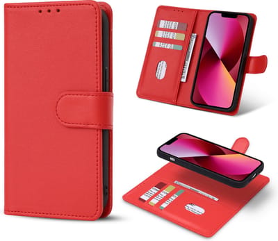 Casemania Hoesje Geschikt voor Apple iPhone 13 - Rood - 2 in 1 Magnetic Afneembaar Book Case