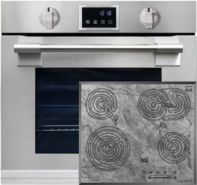 Kaiser - EH 6339 XXL - inbouwoven - 86L - met pyrolyse & AirFry - touch display - Glaskeramische - kookplaat - met motief - KCT 6715 F Era - 4 kookzones