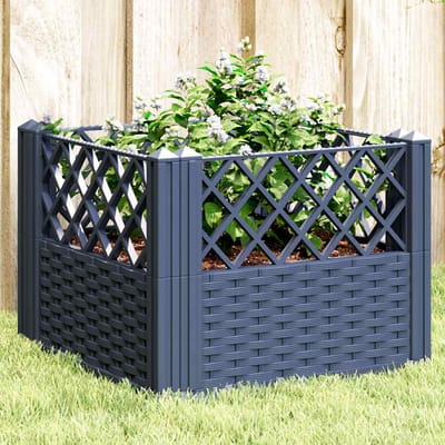 vidaXL - Plantenbak - met - pinnen - 43,5x43,5x43,5 - cm - polypropeen - blauwgrijs