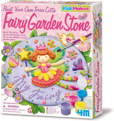 4M Knutselen - Beschilder Jouw Terracotta Tuin Steen - Fee - Hobbypakket - KidzMaker - 8 Jaar