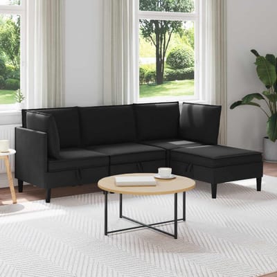 vidaXL - Woonkamer - Meubelset - 4 - st - Zwart - Stof
