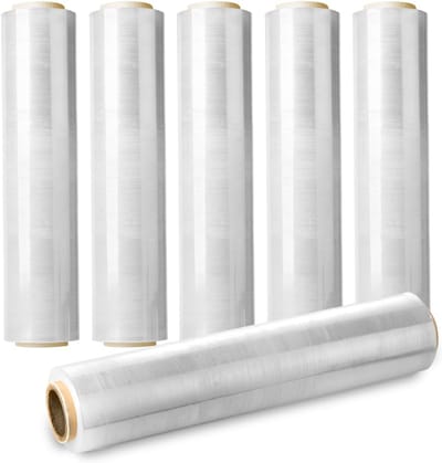Verpakkingsfolie Set - Stretchfolie Rollen - Pakketten Verpakken - Zelfklevend Sterk - 6 Rollen 40cm - Transparant