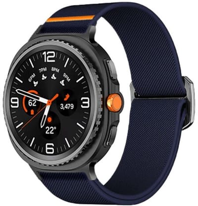 By Qubix - smartwatch bandje - Compatible Samsung bandje - Nylon Loop bandje - Donkerblauw - Geschikt voor Samsung Galaxy Watch 9 (40/44mm) - Watch 8 (40/44mm) - Watch 8 Classic (46mm)