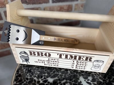 Creaties van Hier - Gereedschapskist - vaderdag cadeau - BBQ spatel - Vaderdag - Hout - 420 mm x 260 mm x 210 mm