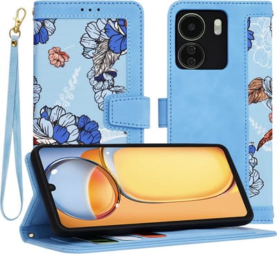 Hoesje geschikt voor Xiaomi Redmi 13C 4G/Xiaomi Poco C65 - Techsuit FlipCraft Book Wallet Case met koord - Vibrant Blue