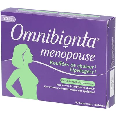 Omnibionta® Menopauze | Opvliegers, voedingssupplement voor de menopauze met Plant-extract (Hop)¹ 30 Tabletten