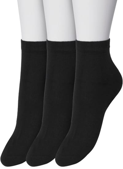 Bonnie Doon Basic Quarter Sokken Dames Zwart maat 36/42 - 3 paar - Quarter Katoenen Sok - Boven de Enkel - Gladde Naden - Brede Boord - Uitstekend Draagcomfort - Fijne Pasvorm - 3-pack - Multipack - Enkelsokken - Black - OL9411011.101