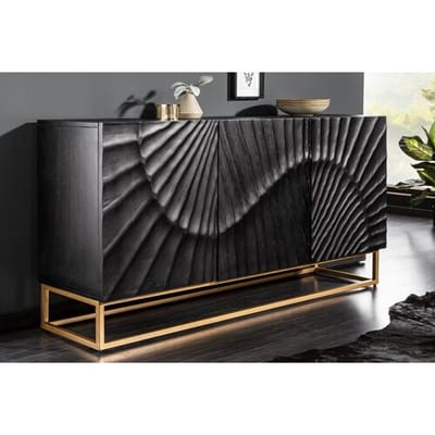 Dressoir zwart mango 140 cm
