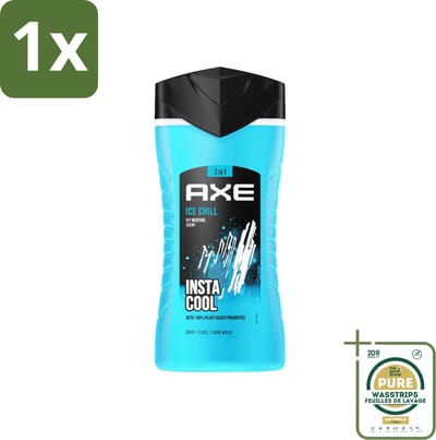 1 x Axe - 3-in-1 Douchegel - Ice Chill - Icy Menthol - Insta Cool - 100% Plantaardig - 150 ml- 3-in-1 Douchegel - Douchegel Menthol - Douchegel Bevroren Munt - Douchegel Voor Gezicht En Haar - Douchegel 12 Uur Geur