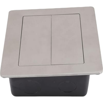 Inbouw Vloerdoos 3-polig USB A USB C LAN-poort Zilver Schuifdeksel Ingebouwd Stopcontact voor Vloeren Werkbladen