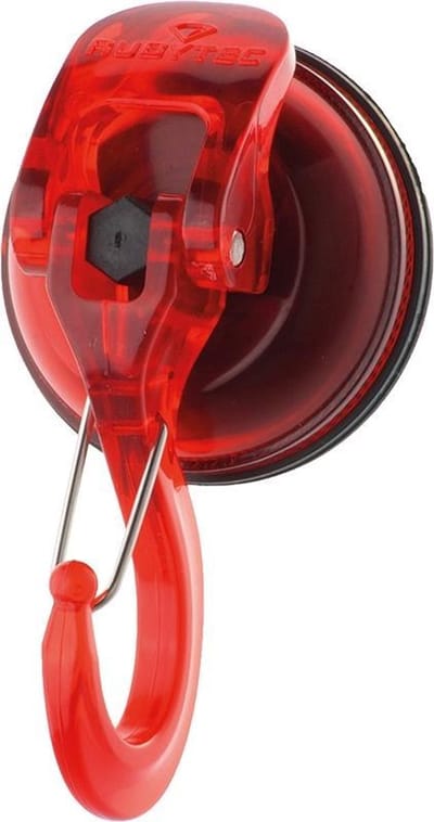 Rubytec Mammoth Kledinghaak Clip - 8 x 4.7 x 4.7 cm - Zuignap - Karabinerfunctie - 180° Draaiende Clip - Hanger - Belastbaar tot 4 Kg - Weerbestendig - Rood