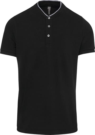 Herenpolo met maokraag en korte mouwen Kariban maat 3XL Zwart/Oxford Grijs