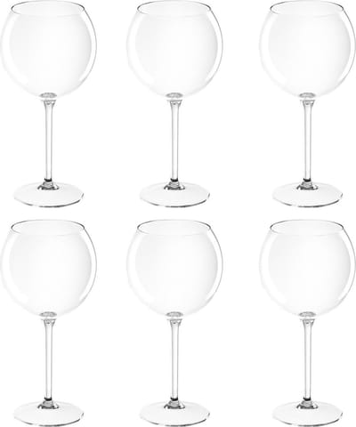 Rode wijn/gin tonic glas - 12x - 650 ml - transparant - onbreekbaar kunststof - Herbruikbaar - Wijnen wijnliefhebbers drinkglazen - Wijn/Gin Tonic drinken