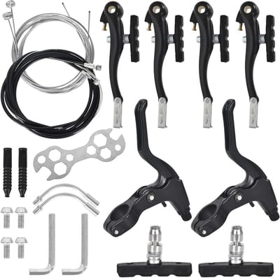 Complete V Brake Set voor BMX en Mountainbikes met Handgrepen, Remkabels en Beugels - Ideaal voor Fietsonderdelen en Verbeterde Remprestaties