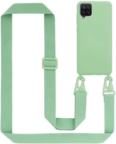 Cadorabo Mobiele telefoon ketting geschikt voor Samsung Galaxy A12 / M12 in LIQUID LICHT GROEN - Silicone beschermhoes met lengte verstelbare koord riem