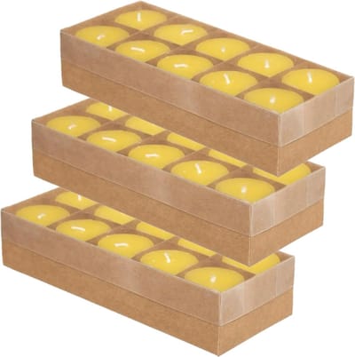 30x stuks Citronella stomp kaarsjes 7 branduren geel - Geurkaarsen citrus geur