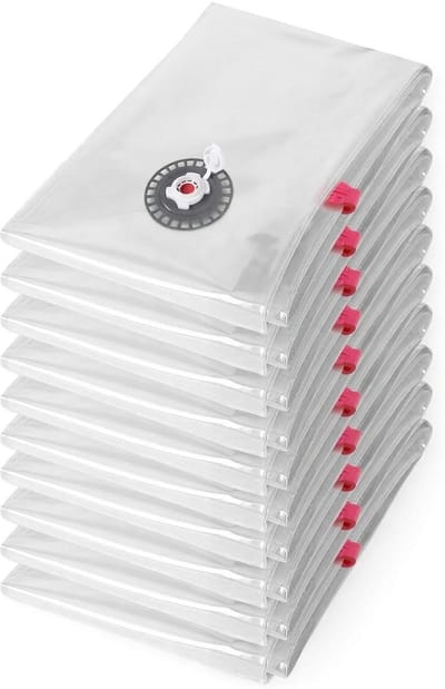 Famanu – Vacuüm opbergzakken - set van 10 - transparant - maat M - 55 x 90 cm - herbruikbaar - duurzaam materiaal - ideaal voor kledingopslag en reizen - beschermt textiel tegen vocht, stof en geuren