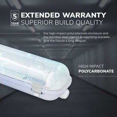 HOFTRONIC - LED TL armatuur met lamp - 150cm - IP65 waterdicht voor binnen en buiten - 48 Watt 5280 Lumen (110lm/W) - 3000K - T8 G13 fitting - Flikkevrij - Koppelbaar
