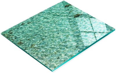 Stijlvol en duurzaam glazen bord met bedrukt transparant water, 60x52 cm