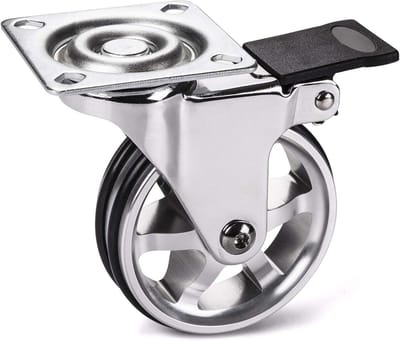 Meubelwiel met Rem - Zwenkwiel Verhuiswiel - Meubels Verplaatsen - Vloervriendelijk Polyurethaan - Ø 75 mm - Aluminium