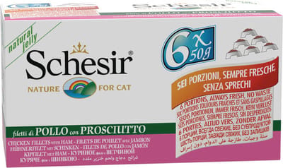 Schesir Kattenvoer Kipfilet - Ham - 8 x 6 x 50 gr - Voordeelverpakking